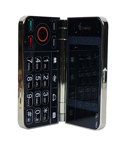 Foneme All-New FOLD PRO Dual Display |Keypad Mobile| with 2.8" and 2.4" Big Display |Flip|Fold|BT Dialer| Voice Changer |Auto Call Recording|Long Lasting Battery| FM |Camera| Feature Phone | Gold