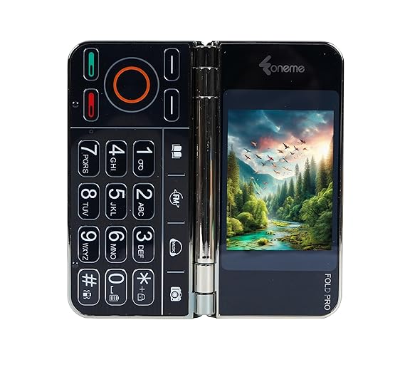 Foneme All-New FOLD PRO Dual Display |Keypad Mobile| with 2.8" and 2.4" Big Display |Flip|Fold|BT Dialer| Voice Changer |Auto Call Recording|Long Lasting Battery| FM |Camera| Feature Phone | Gold